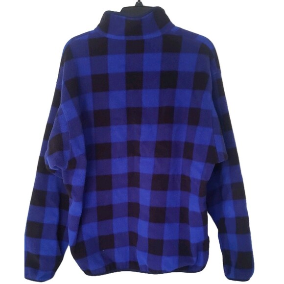 Patagonia Synchilla Blue Black Buffalo Plaid Mens Fleece T Snap Pullover Size L - Picture 5 of 7
